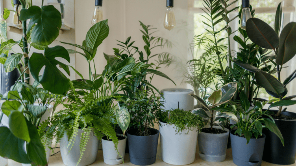 A variety of indoor plants on the table