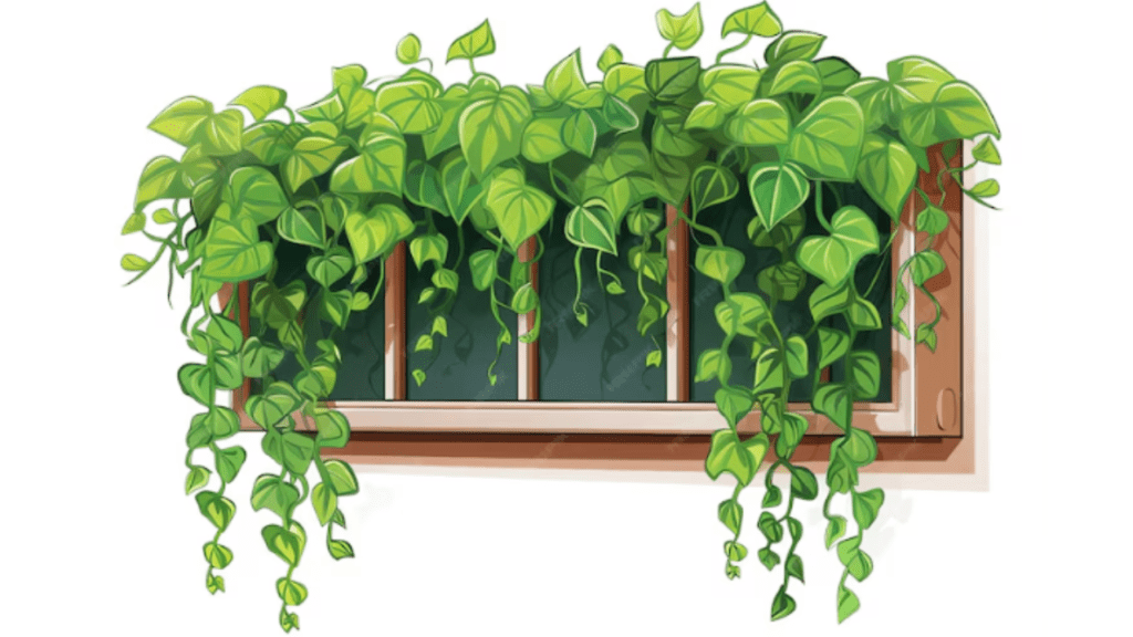 Beautiful Ivycovered window or window box watercolor clipart illustration