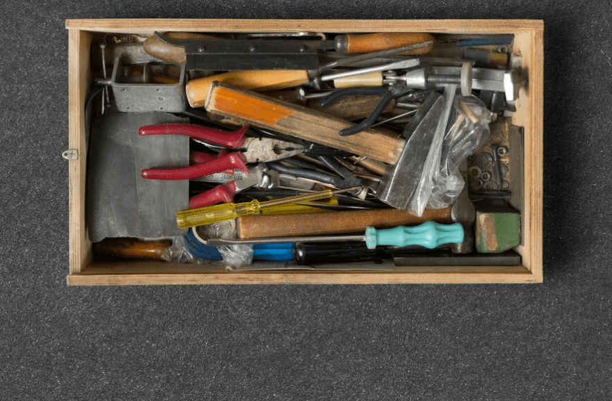 Tool box on black background