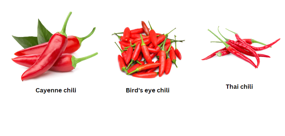 Popular skinny red chili pepper varieties 