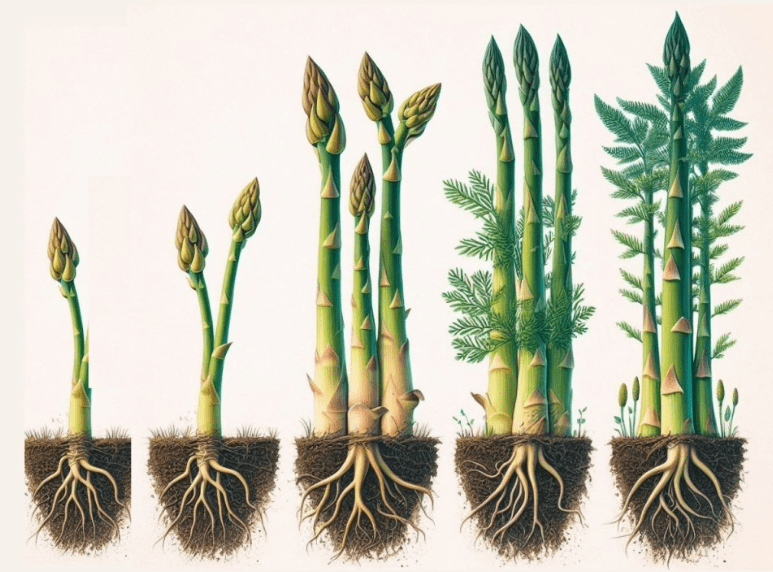 Growth stages of asparagus