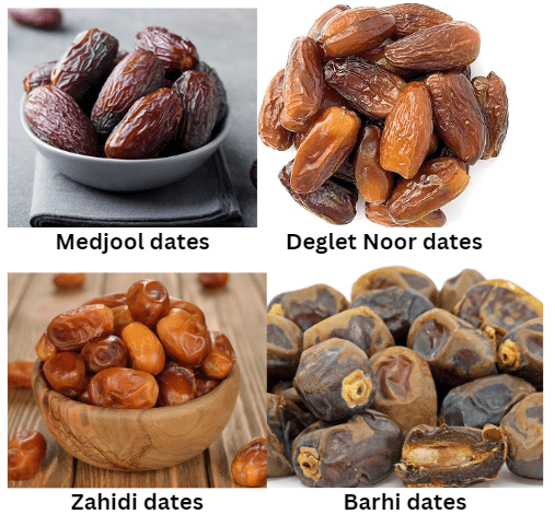 Varieties of Dates fruit 