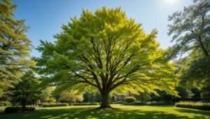 Stunning Bonita Ash tree in full bloom with vibrant foliage in a sunny garden, showcasing the tree’s healthy growth and beauty.