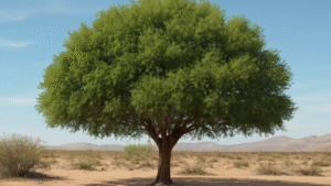 "Mature Ash Arizona tree thriving in sunny desert landscape with large canopy and healthy green leaves."