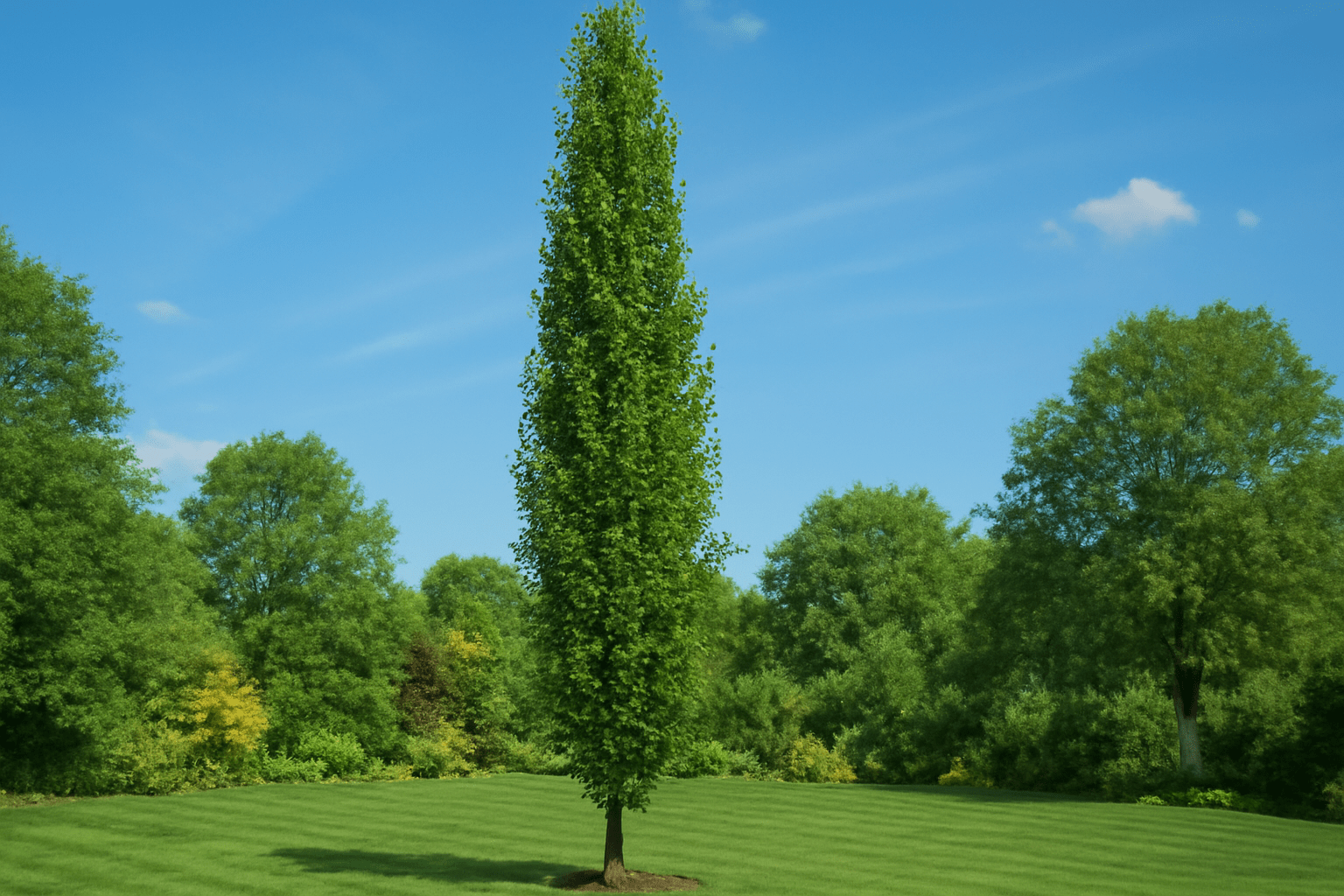"Healthy Slender Silhouette Sweetgum tree with vibrant leaves, thriving in a well-maintained garden."