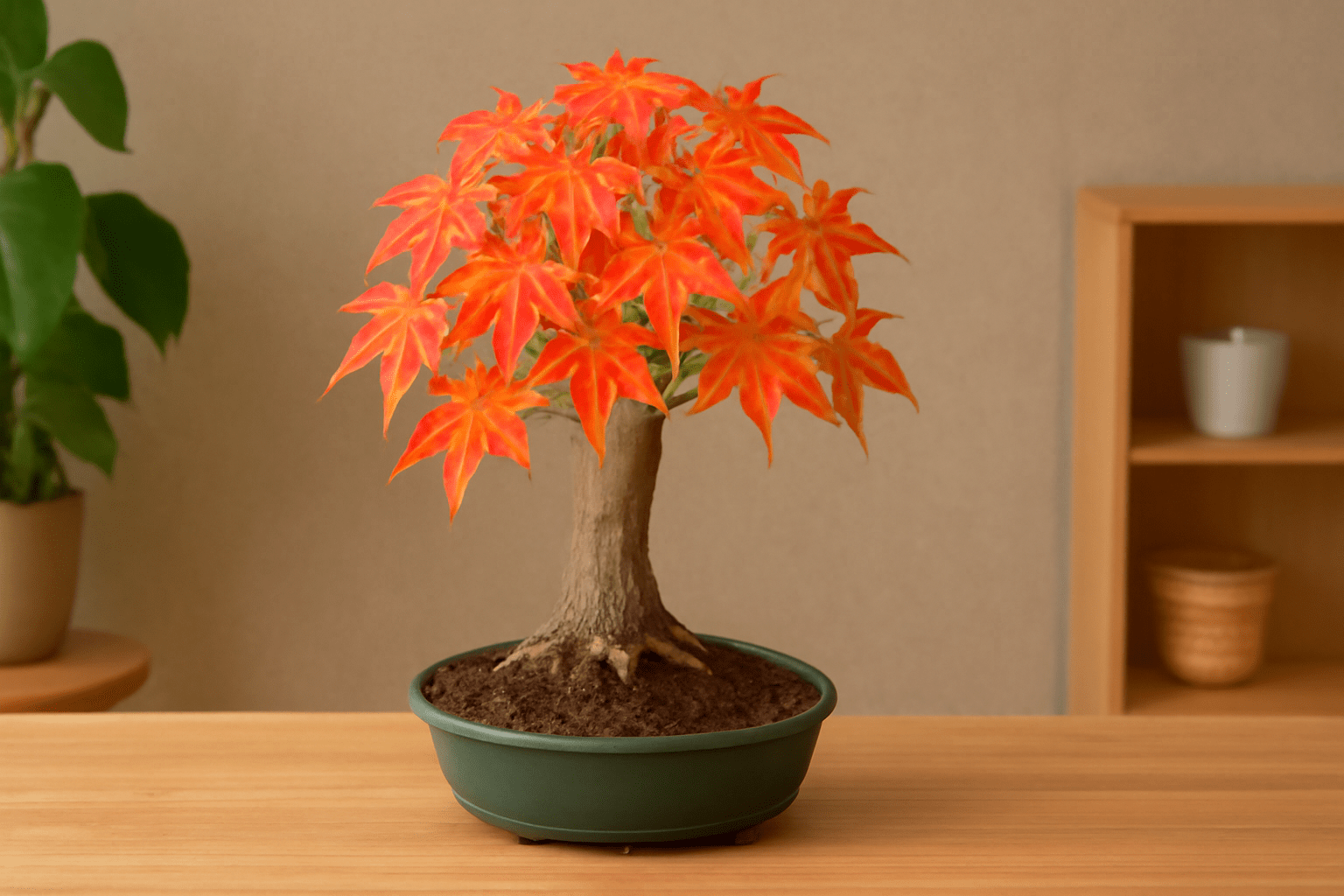 Healthy American Sweetgum Bonsai displayed in a cozy indoor space, bringing beauty and tranquility to the home.