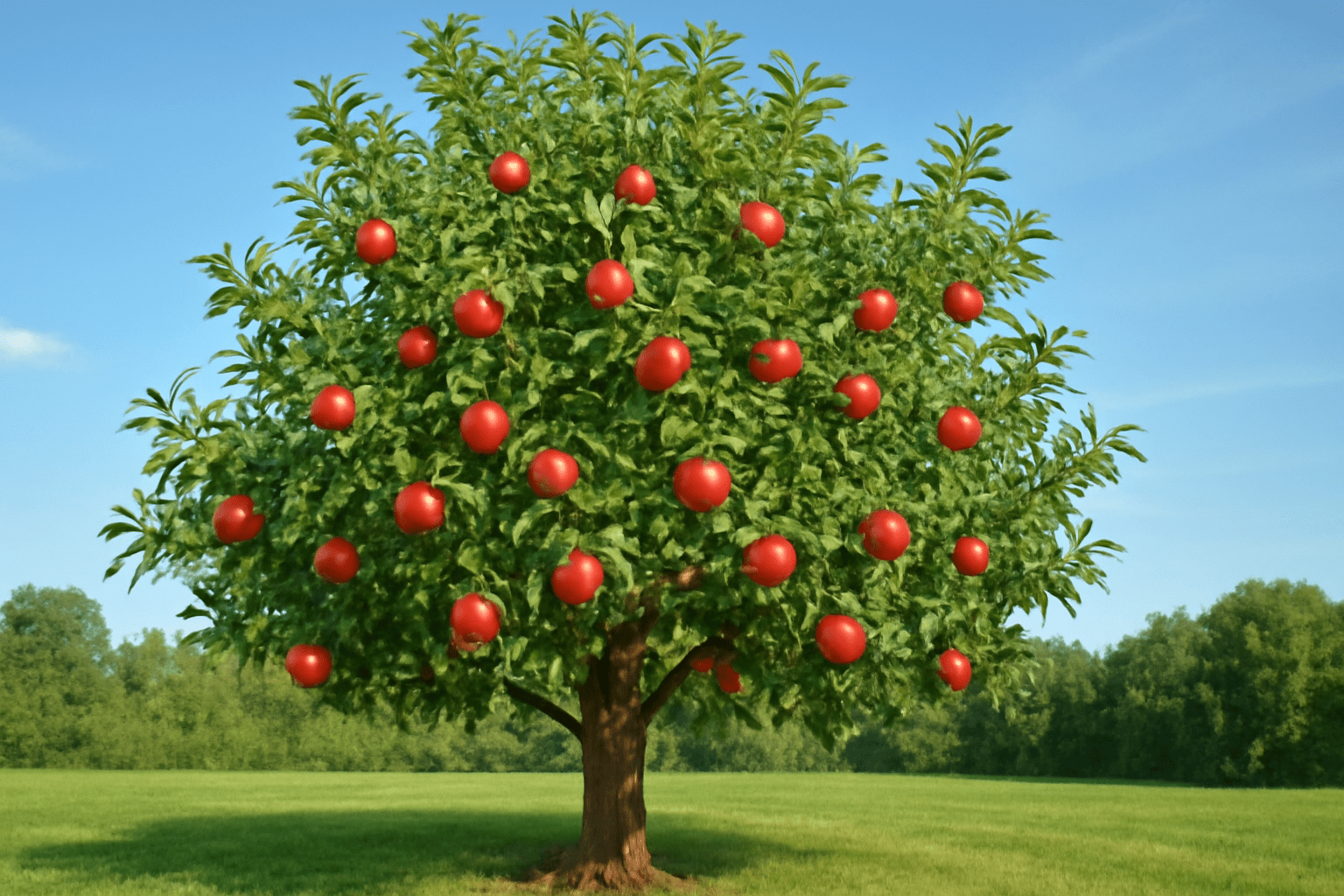 "Thriving apple tree in full bloom, symbolizing successful growth through effective care and spray application."