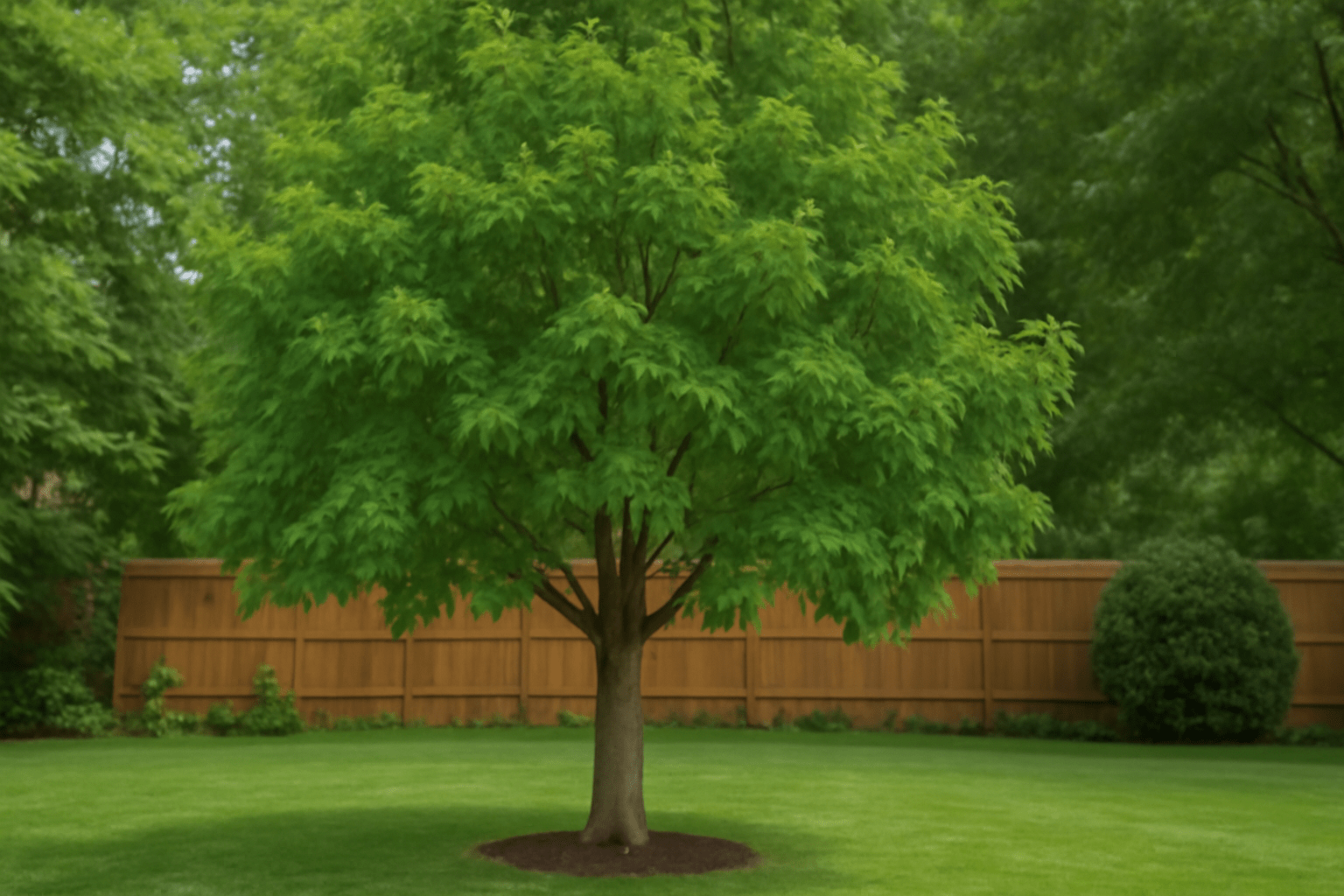 "Mature hickory tree in a well-maintained yard, showcasing the benefits of proper care."
