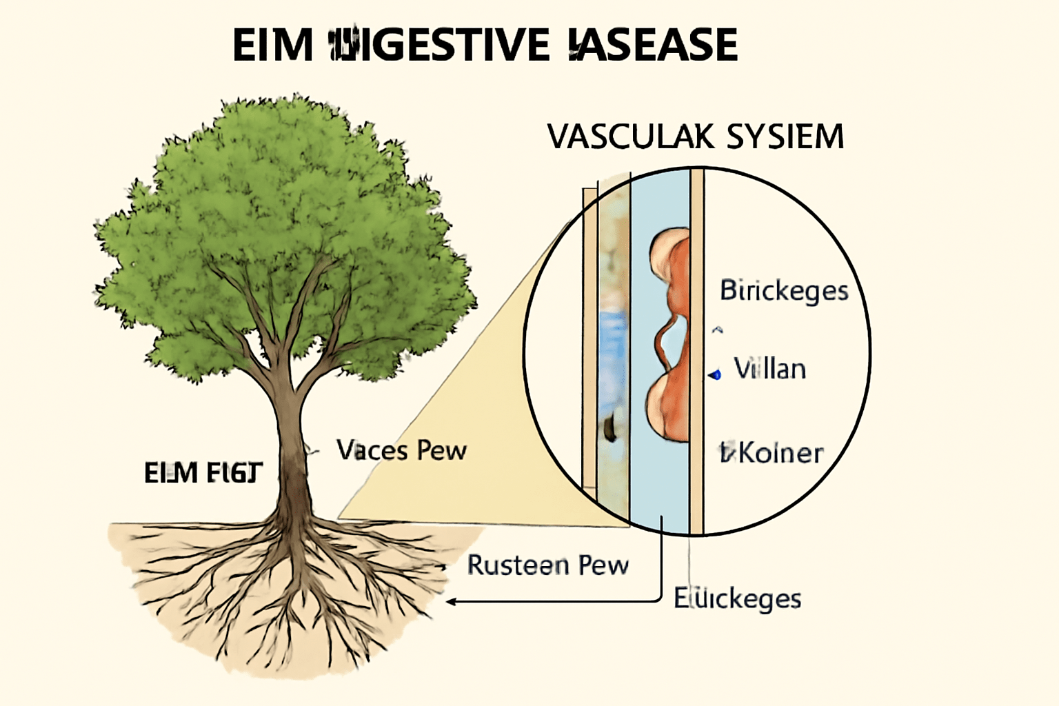 Visual representation of EM digestive disease, detailing its impact on the digestive system and associated symptoms.