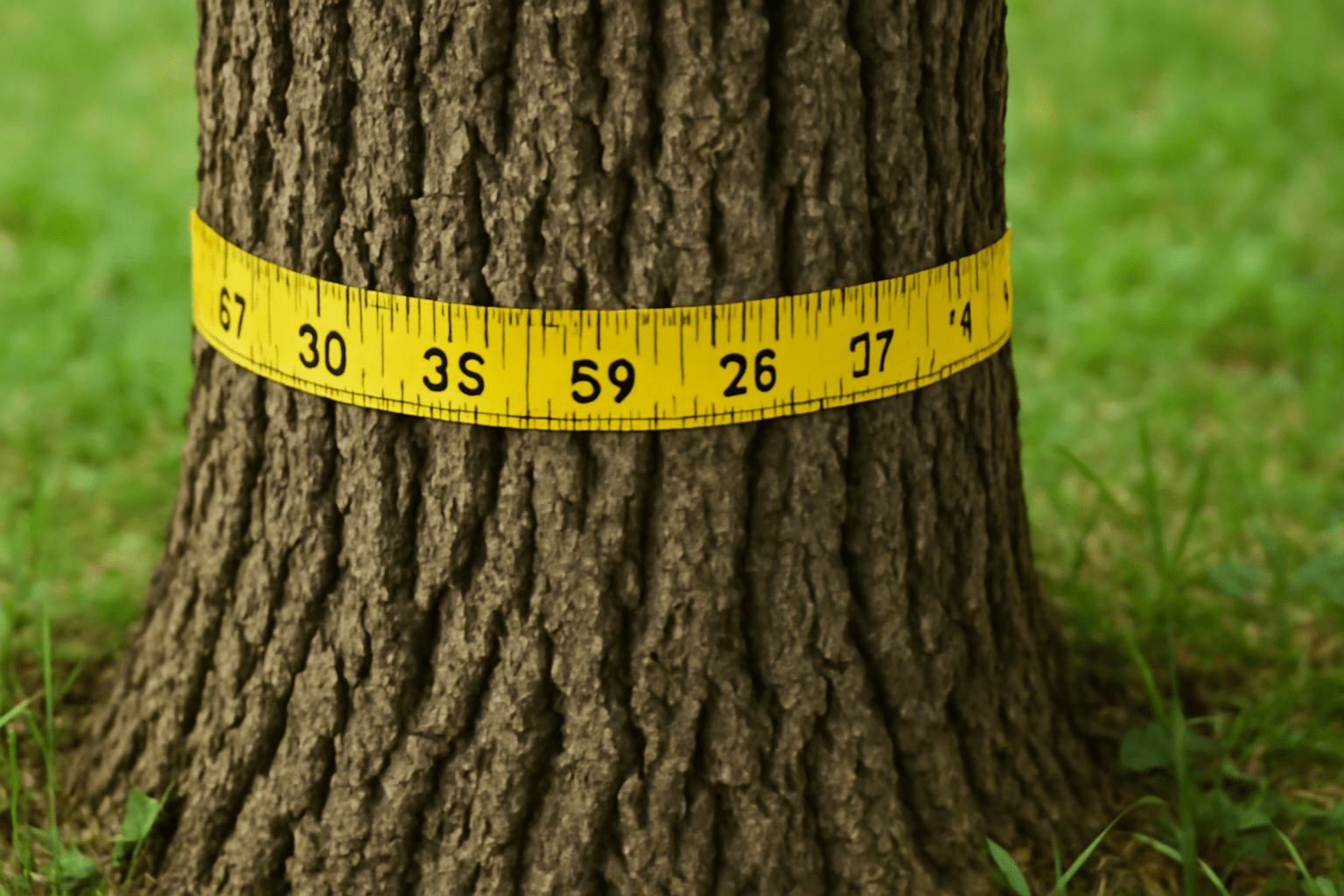 “Measuring the diameter of a black walnut tree trunk to determine its value.”