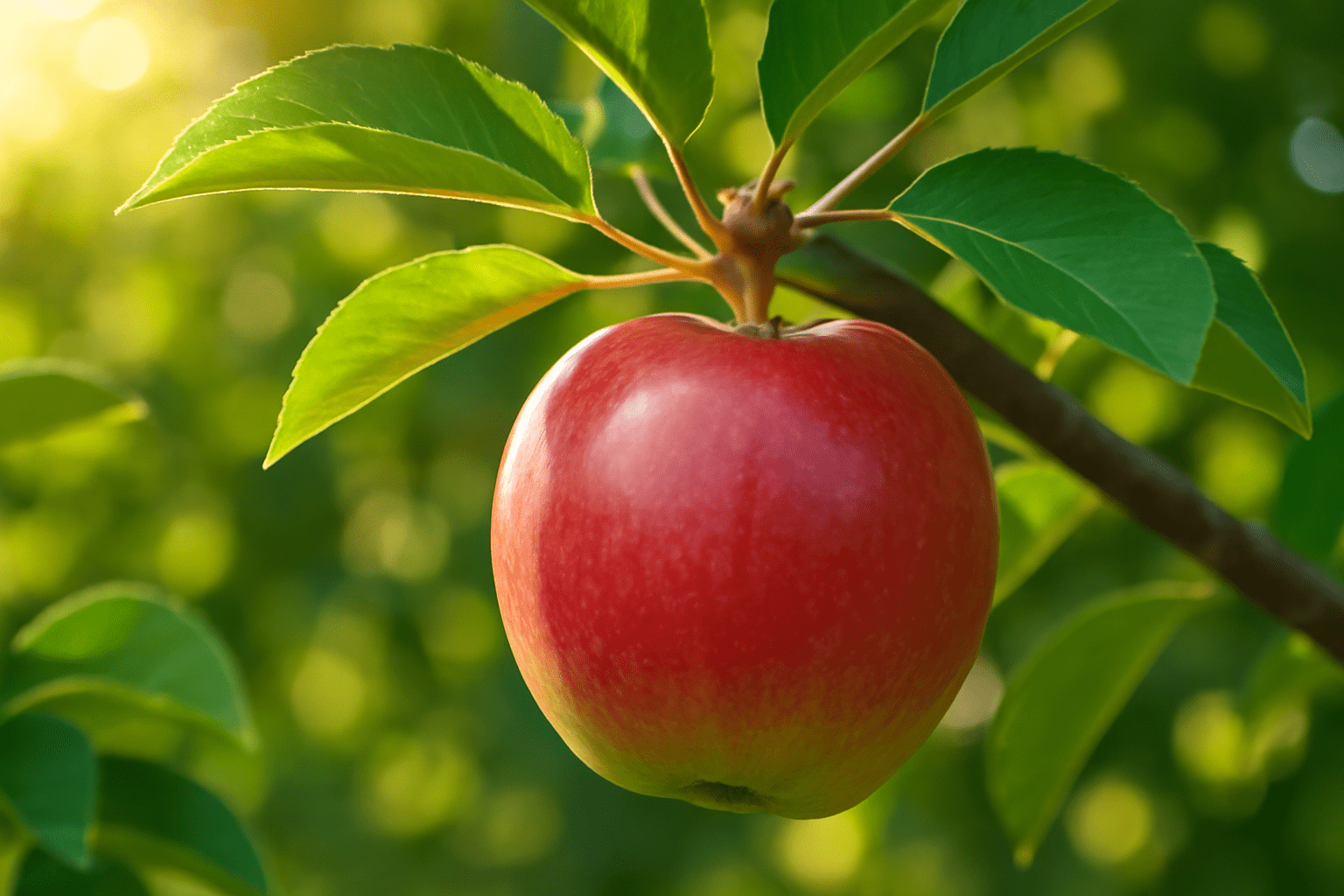 "Fresh McIntosh apple on a tree, representing the dream of a fruitful backyard harvest."