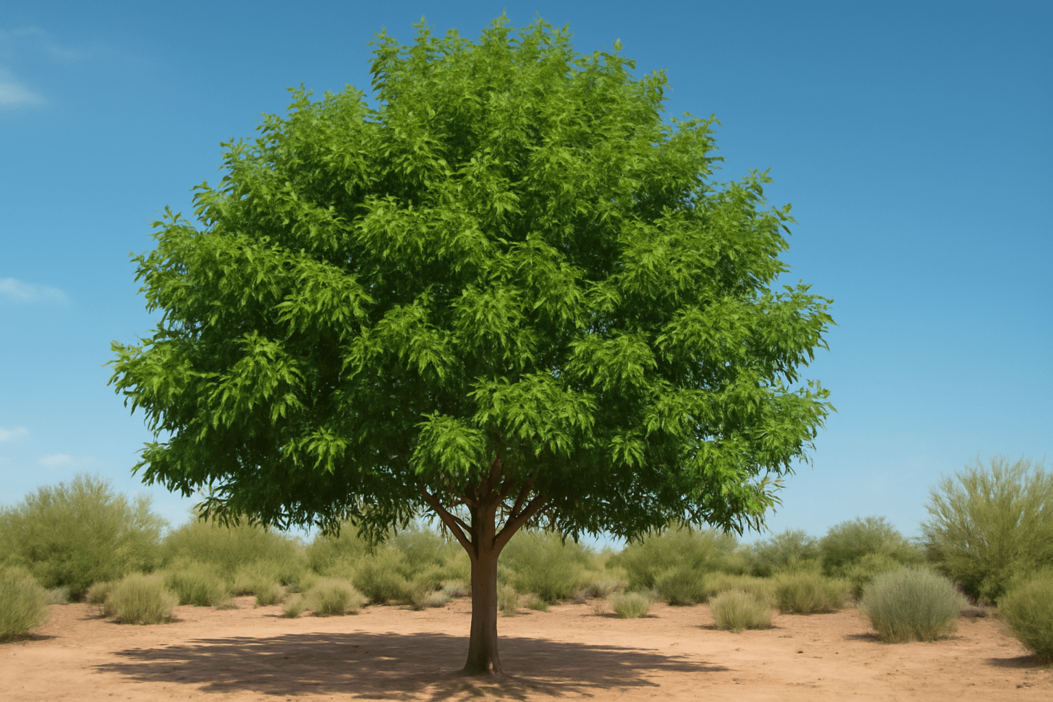 Fan Tex Ash Tree in a sunny landscape with well-drained soil, ideal for hot and dry climates.