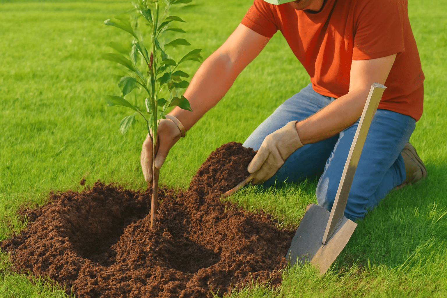 "Step-by-step guide to planting a paradise apple tree in well-prepared soil with compost."
