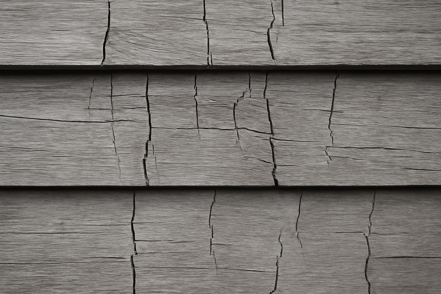 Cracked, aged wooden planks in horizontal alignment; the texture shows deep fissures and a weathered, rustic appearance, conveying a sense of timelessness.
