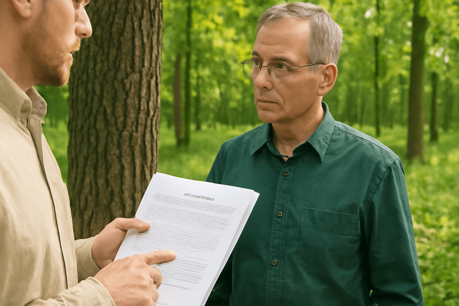 “Consulting legal and environmental documents before harvesting a black walnut tree.”
