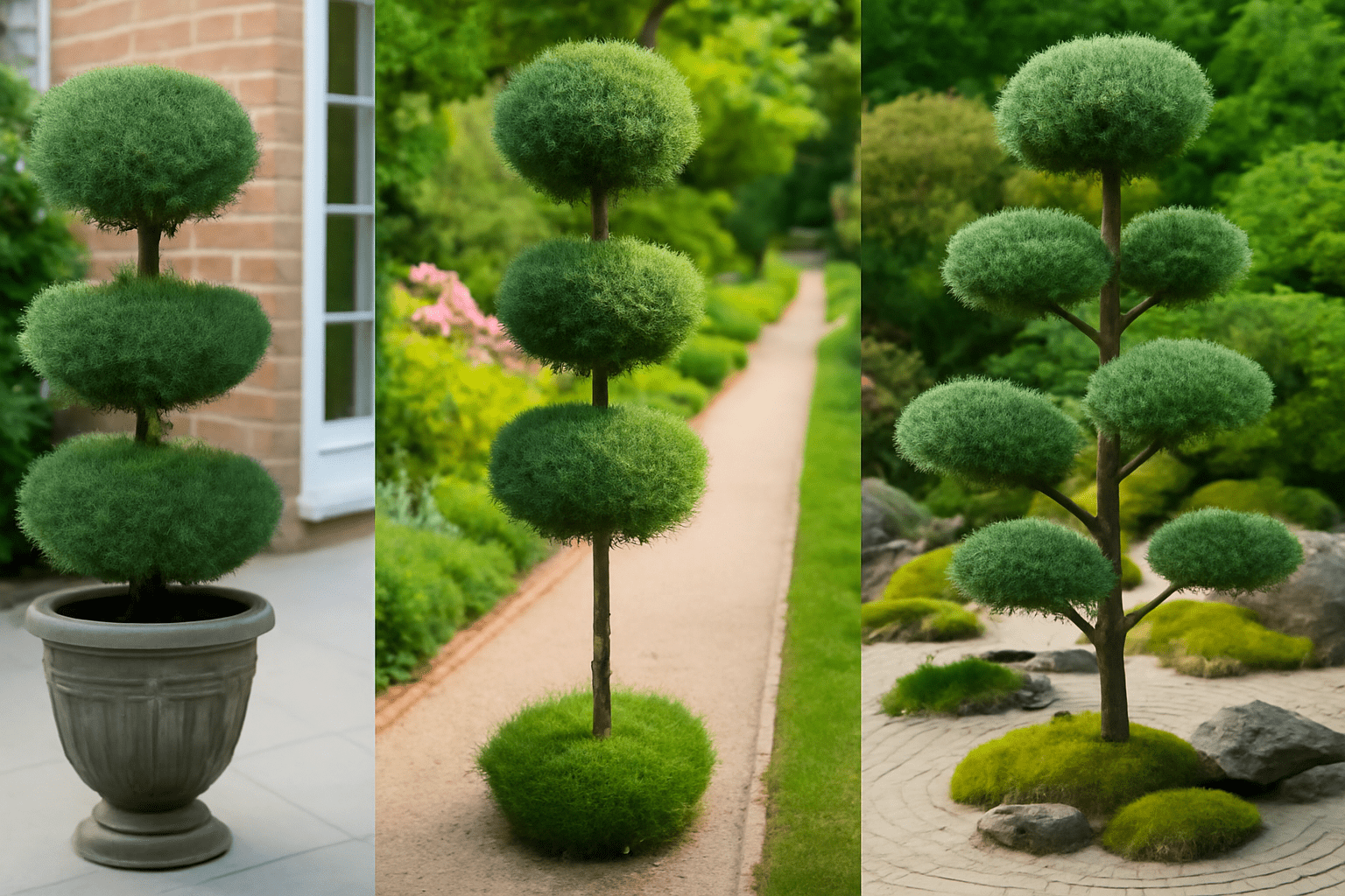 A green plant with broad leaves is growing in a decorative pot, sitting on a surface in an indoor or outdoor setting.