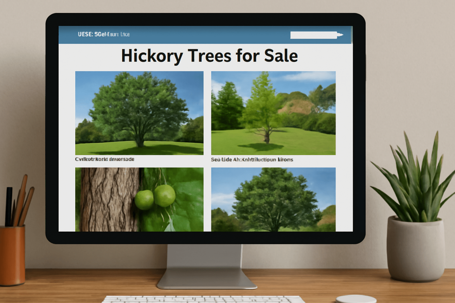 "Online marketplace listing for hickory trees, showcasing sale details and photos."