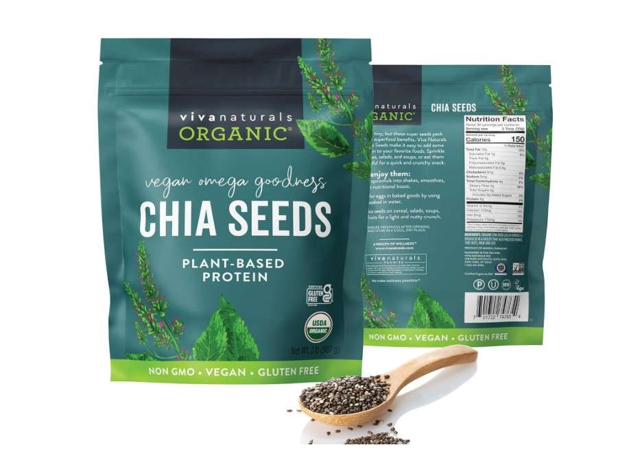 
Viva Naturals Organic Chia Seeds 2 LBs - Plant-Based Omega-3 and Vegan Protein, Non-GMO Chia Seeds Organic Perfect for Smoothies, Salads and Chia Seed