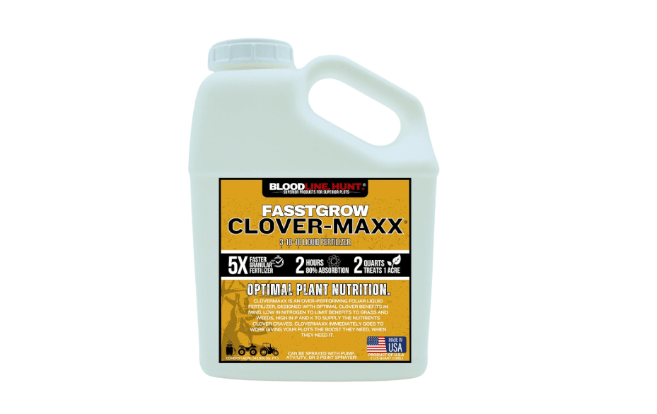 
CloverMAXX Liquid Clover Fertilizer for Food Plots- 3-18-18 Foliar Application - Concentrated and Easy to Apply - 1/2 Gallon Covers 1 Acre