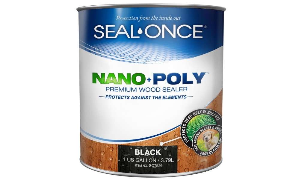 Seal-Once Nano+Poly Penetrating Wood Sealer with Polyurethane - Premium Waterproof Sealant -1 Gallon & Black