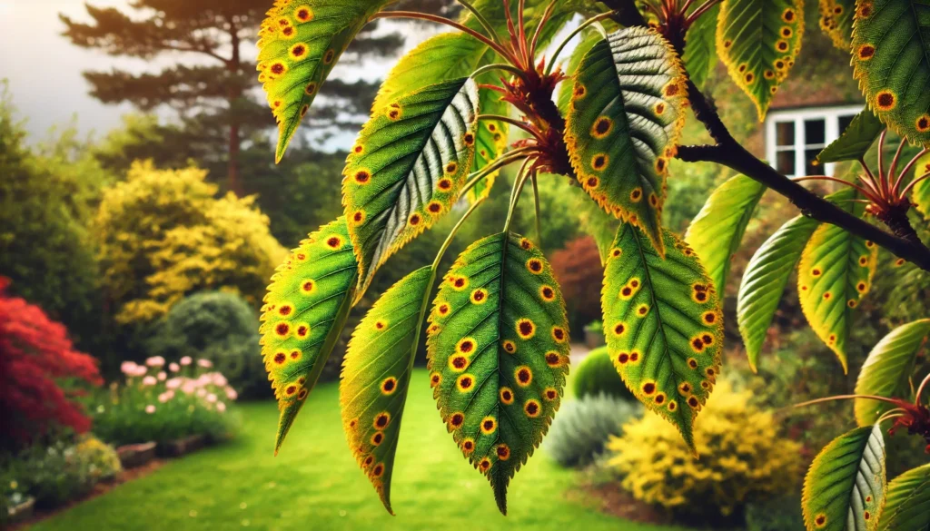 Cherry Tree with Leaf Spot Disease
