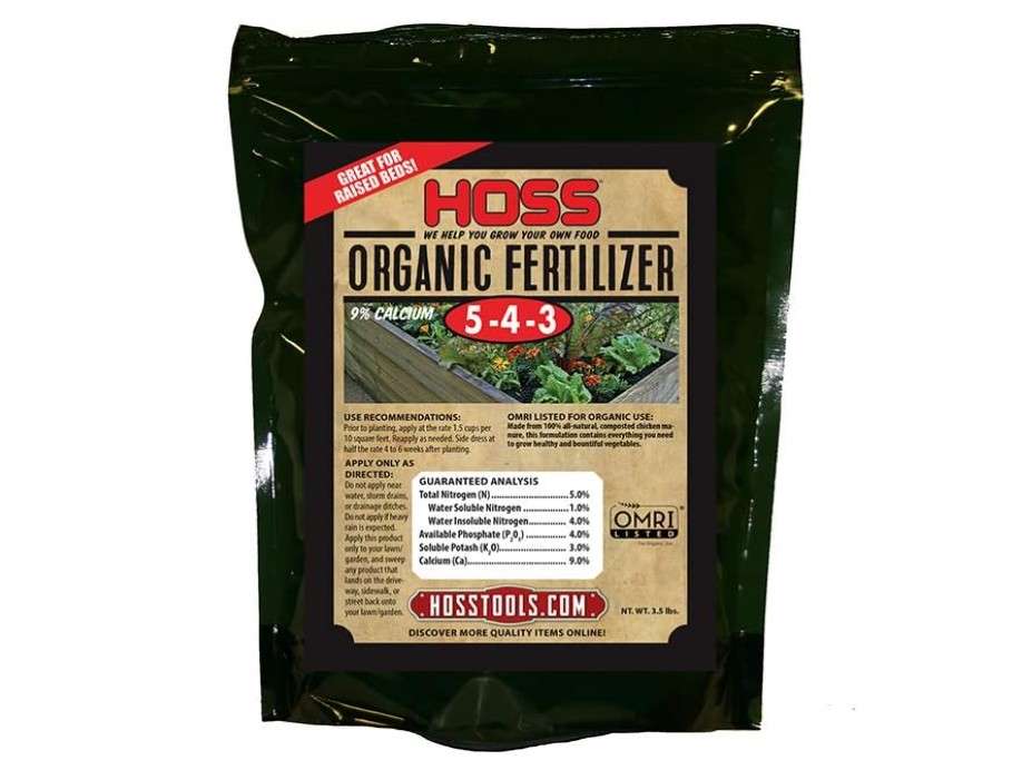 HOSS Complete Organic Fertilizer | 5-4 - 3 Plus 9% Calcium | Great for Vegetable Gardens | OMRI Certified for Organic Growing (1, 3.5 lbs)