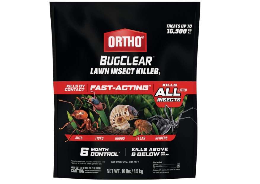  Ortho BugClear Lawn Insect Killer1, Kills Ants, Spiders, Ticks, Fleas, Armyworms and Grubs, Treats up to 16,500 sq. ft., 10 lb.