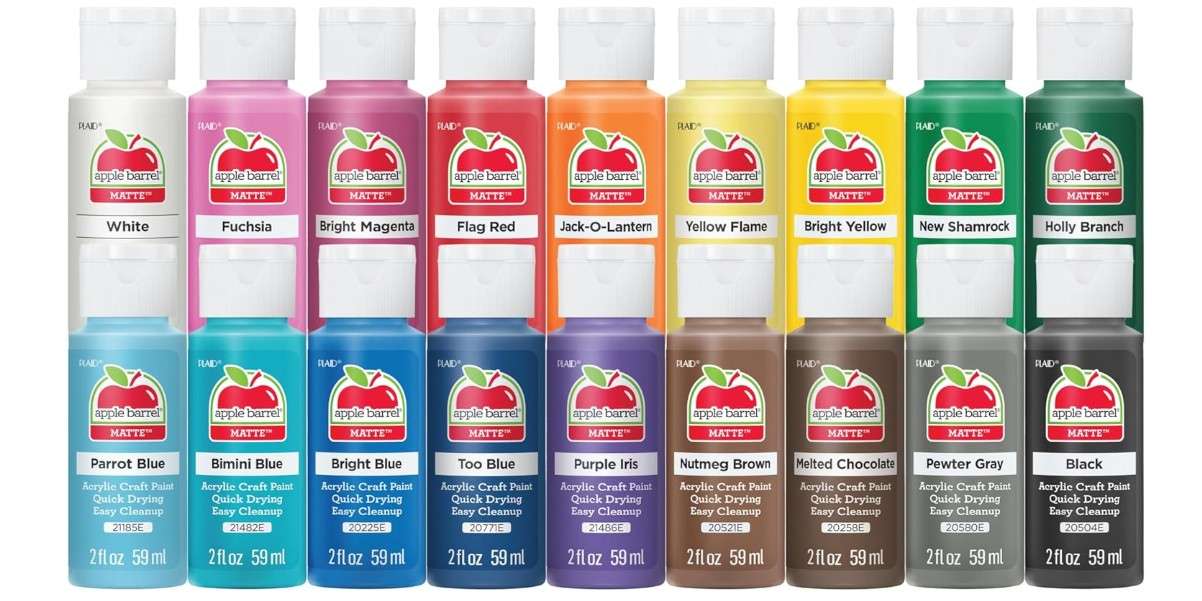 Apple Barrel Acrylic Craft Paint Set, Perfect for Arts & Crafts, 2 fl oz Each, 18 Assorted Matte Colors, 18 Count