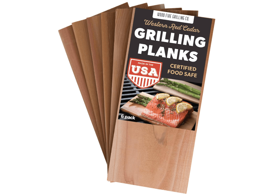 6-Pack Western Red Cedar Grilling Planks for Salmon, Beef, Veggies & More - 100% Natural & USA-Made and Sourced - Great for Beginners & Expert