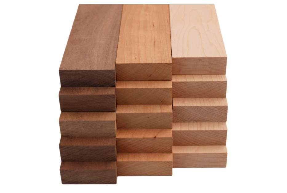 
Barrington Hardwoods Domestic Variety Pack 5 Walnut, 5 Maple and 5 Cherry Boards - 3/4" x 2" (15Pcs) (3/4" x 2" x 18")