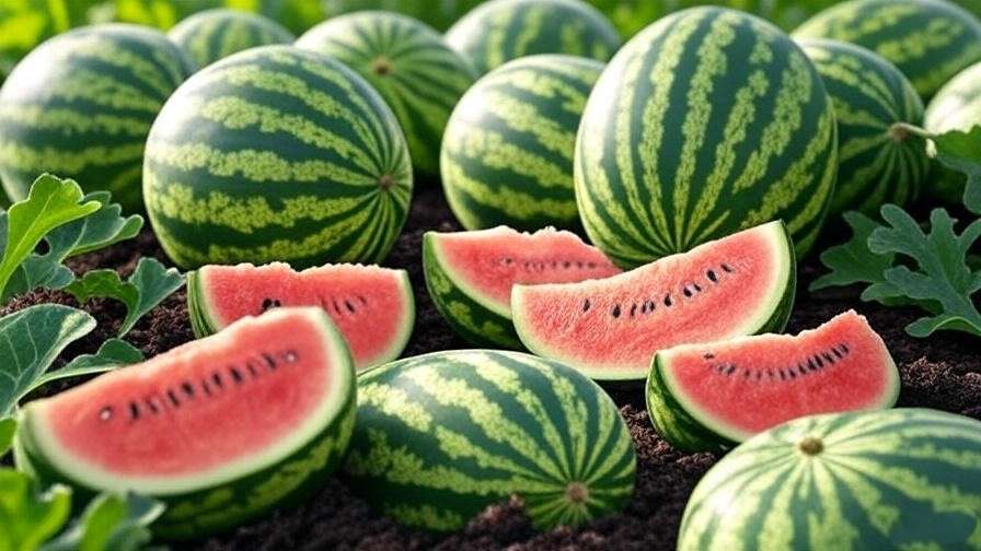 "Variety of seedless watermelon plants including Sugar Baby and Orangeglo in a garden." 
