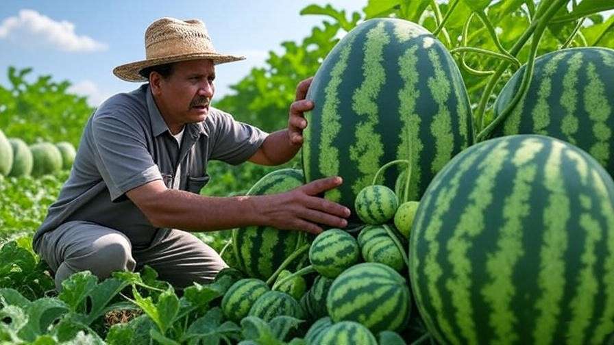 Comparison of healthy and pH-affected watermelons in a field.