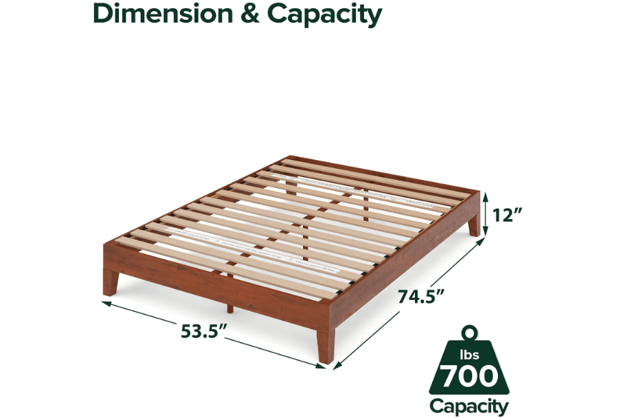 
ZINUS Wen Deluxe Wood Platform Bed Frame, Solid Wood Foundation, Wood Slat Support, No Box Spring Needed, Easy Assembly