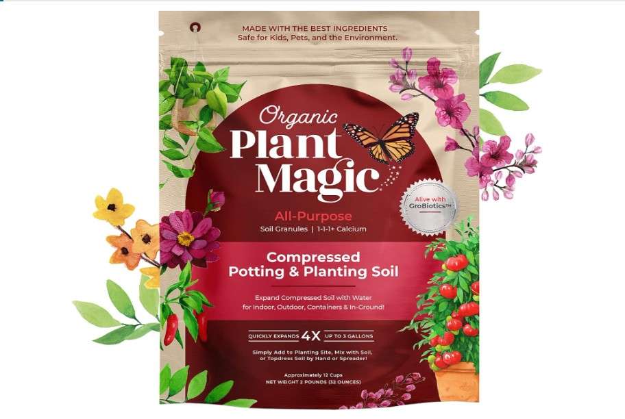 
Compressed Organic Potting Soil for Garden, Plants & Vegetables - Expands 4x When Mixed with Water - Indoor or Outdoor Use - Plant Food Mix Derived fr