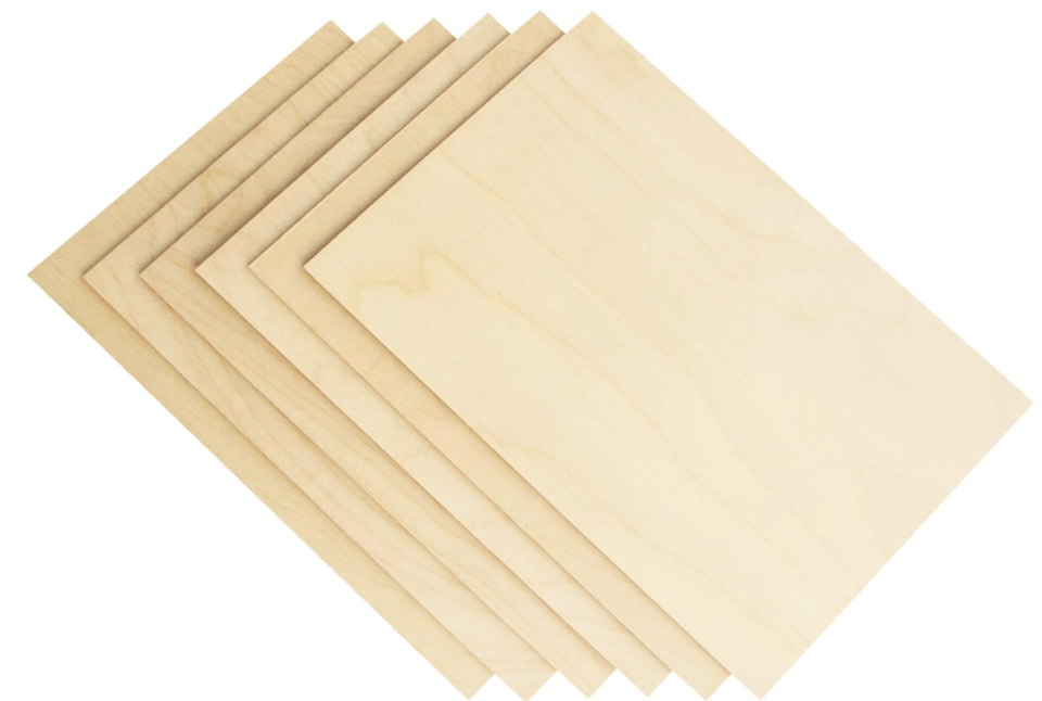 WOOCHE 3mm 1/8" x 8" x 12" Baltic Birch Plywood, 6 Pcs Craft Wood Sheets with Grade B/BB Veneer, Perfect for DIY Projects, L