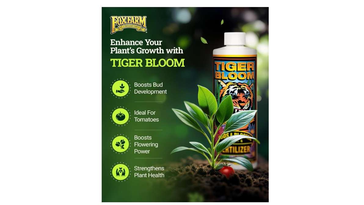 FoxFarm Tiger Bloom Liquid Fertilizer Concentrate - Fast Acting Formula for Vicious Growth with Phosphorus - Encourages Fruit, Flower & Bud Development