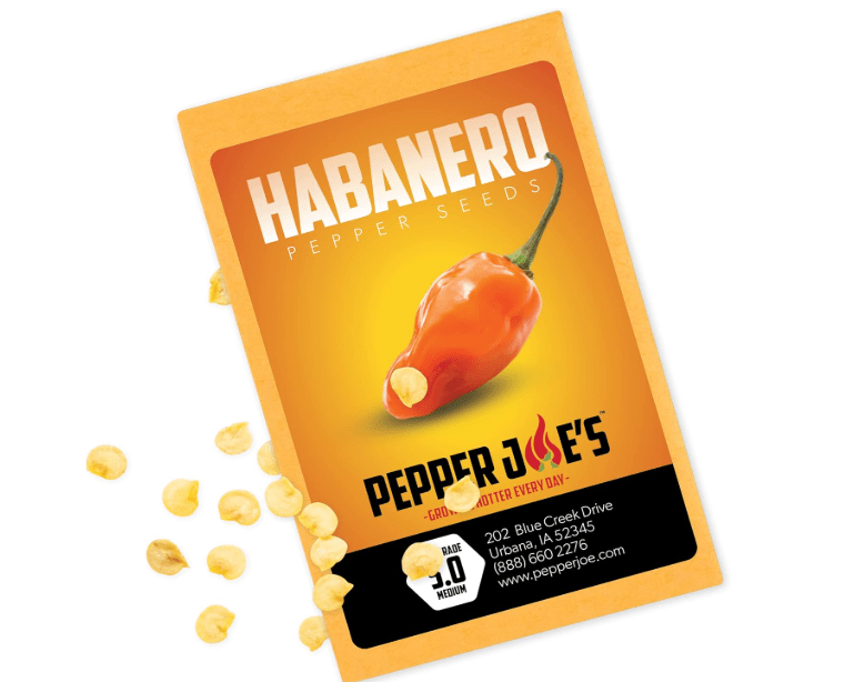 Pepper Joe’s Habanero Pepper Seeds – Pack of 10+ Hot Chili Pepper Seeds – USA Grown – Premium Non-GMO Habanero Seeds for Planting in Your Garden