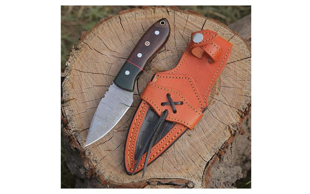  H.M Knives Handmade Damascus Steel Knife - Fixed blade Bush craft Hunting Knife, Survival & Camping Knives, with Rose Wood
