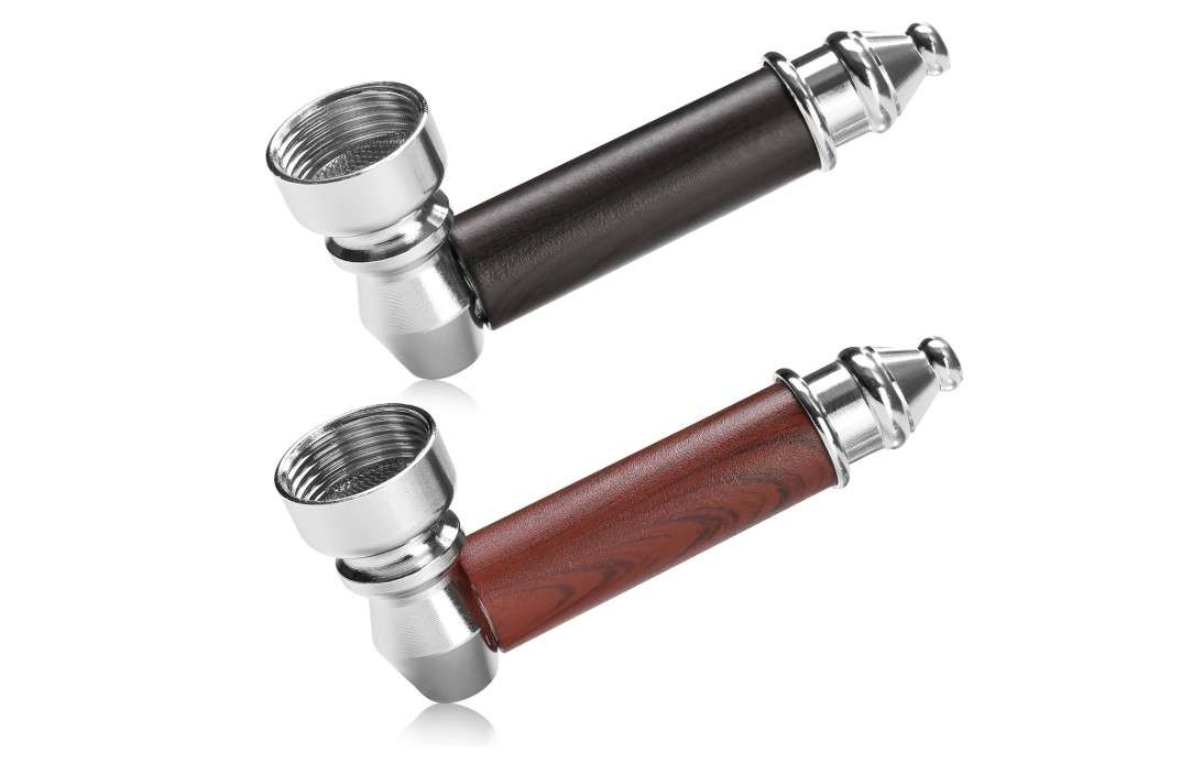 
Sivaopa 2PCS Tobacco Pipe Set – Wooden Classic Texture Smoking Pipes in Red and Black with Smooth Handle Finish – Includes Pouch for Everyday Use and Gifting