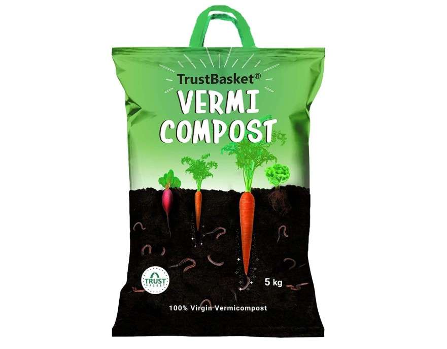 TrustBasket Organic Vermicompost Fertilizer Manure for Plants 5 Kg Green