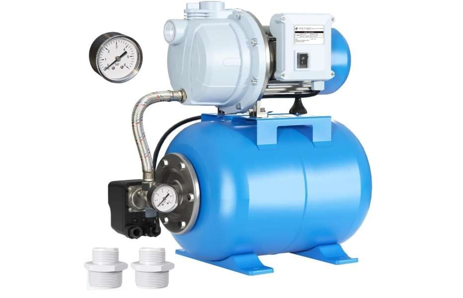 
FOTING 1.5HP Shallow Well Pump with Pressure Tank, 115V 1340GPH Automatic Irrigation Water Booster Jet Pump, Water Pumps Booster System 164FT for Home.