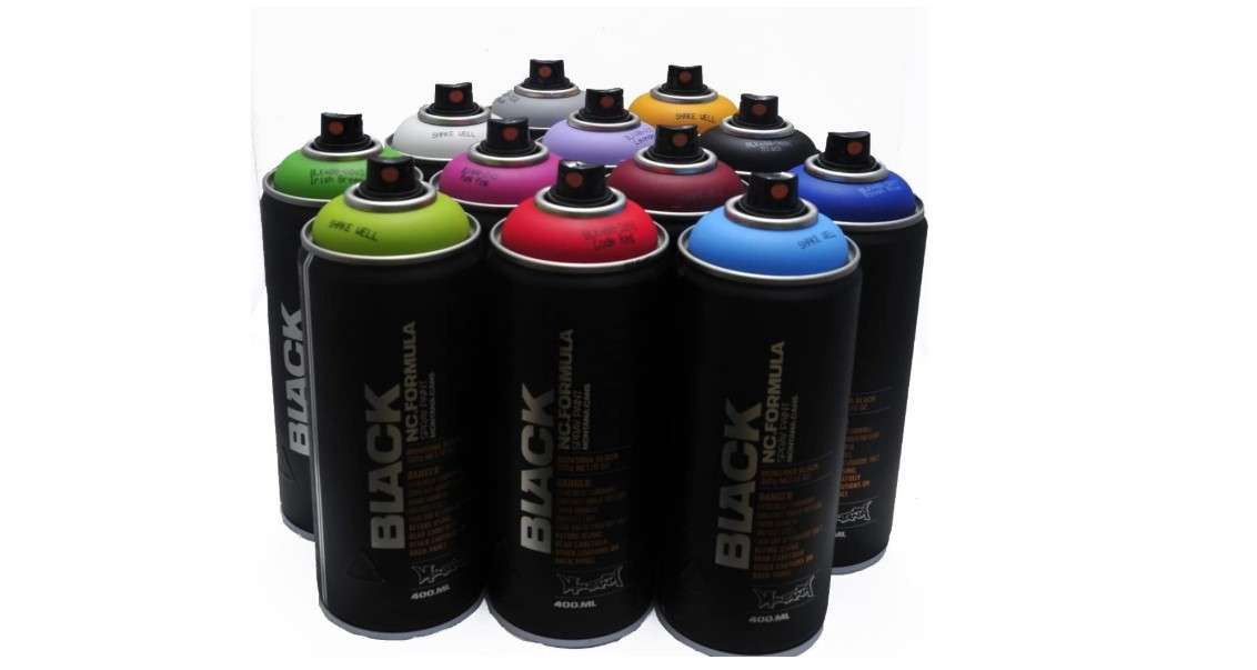 Montana Black 400ml Popular Colors Set of 12 Graffiti Street Art Mural Spray Paint