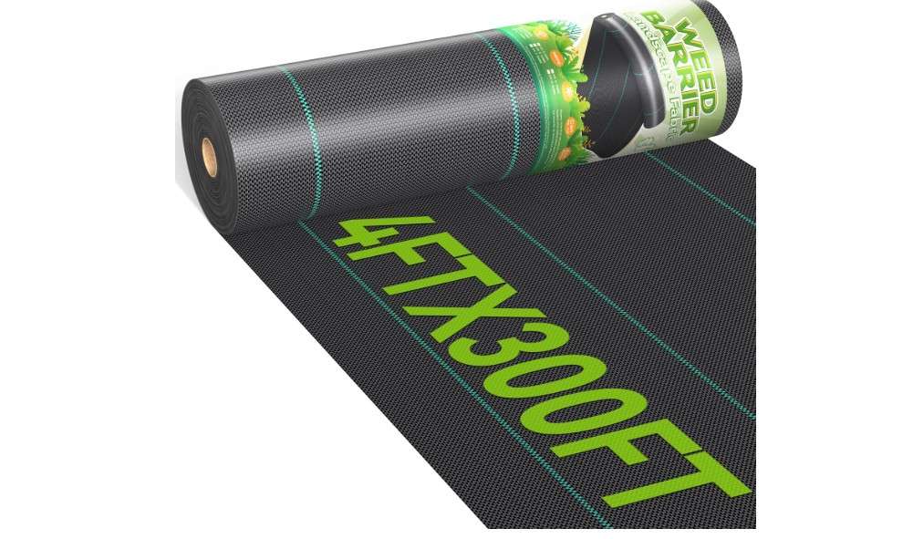
iropro 4ftx300ft Weed Barrier Landscape 3.2oz Fabric Heavy Duty, Woven Weed Control Cloth, Woven Geotextile Fabric for Underlayment, Gardening Ground
