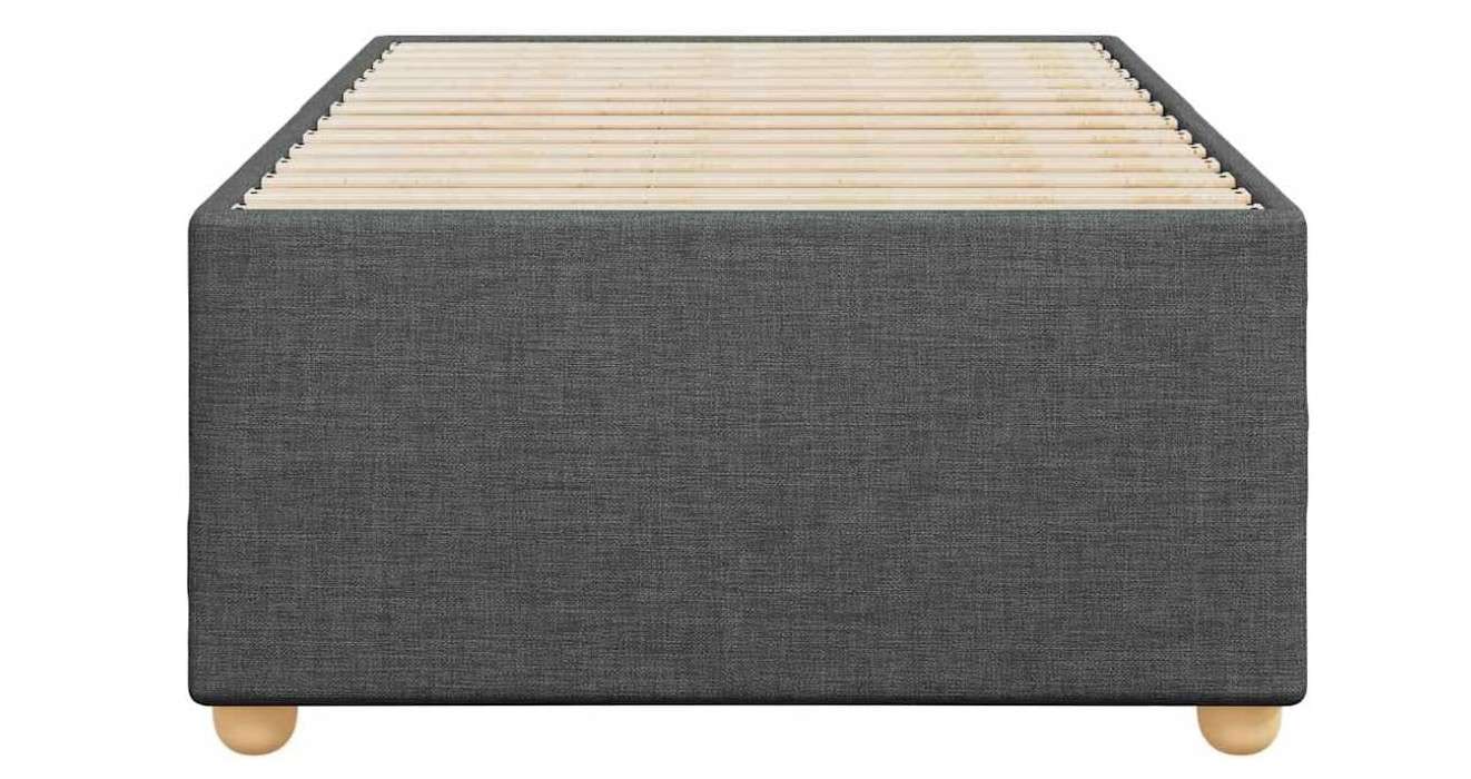 bed Frame Dark Grey Polyester, Plywood, Engineered Wood
