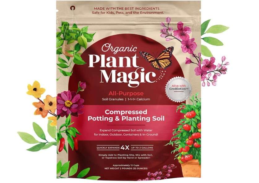 
Compressed Organic Potting Soil for Garden, Plants & Vegetables - Expands 4x When Mixed with Water - Indoor or Outdoor Use - Plant Food Mix Derived from