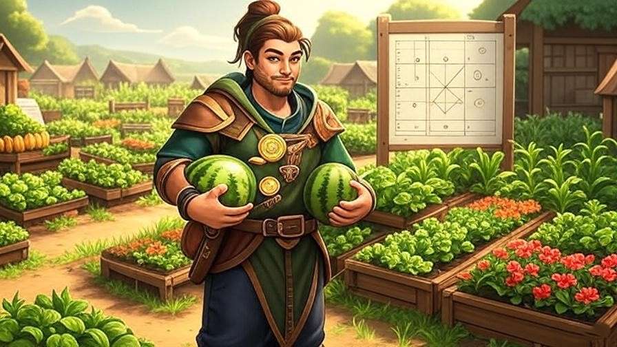 "OSRS player with watermelons and gold coins showing profit potential in Farming guide" 