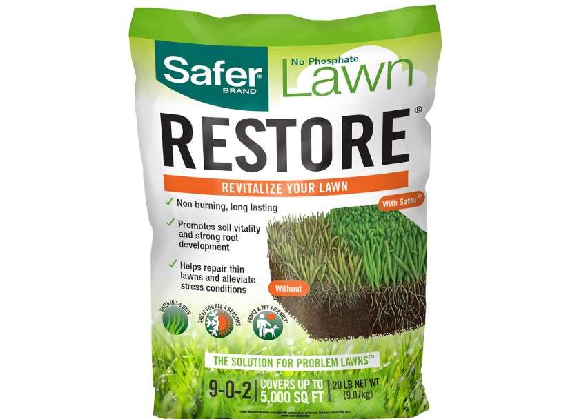  Safer Brand 9335SR Lawn Restore Natural Lawn Fertilizer - Non-Burning Fertilizer - 9-0-2 NPK - Covers up to 5,000 Sq Ft