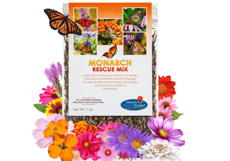 
Monarch Butterfly Rescue Wildflower Seed Packet - 1oz, Open-Pollinated Wildflower, No Fillers, Annuals, Perennials and Milkweed Seeds for Monarch