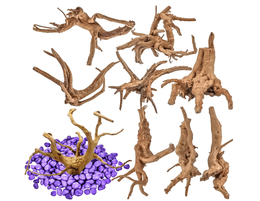 
Vmiapxo 8 Pieces Natural Driftwood for Aquarium Decor, Assorted Sinkable Spider Wood, Reptile Drift Wood Branches Fish Tank Decorations