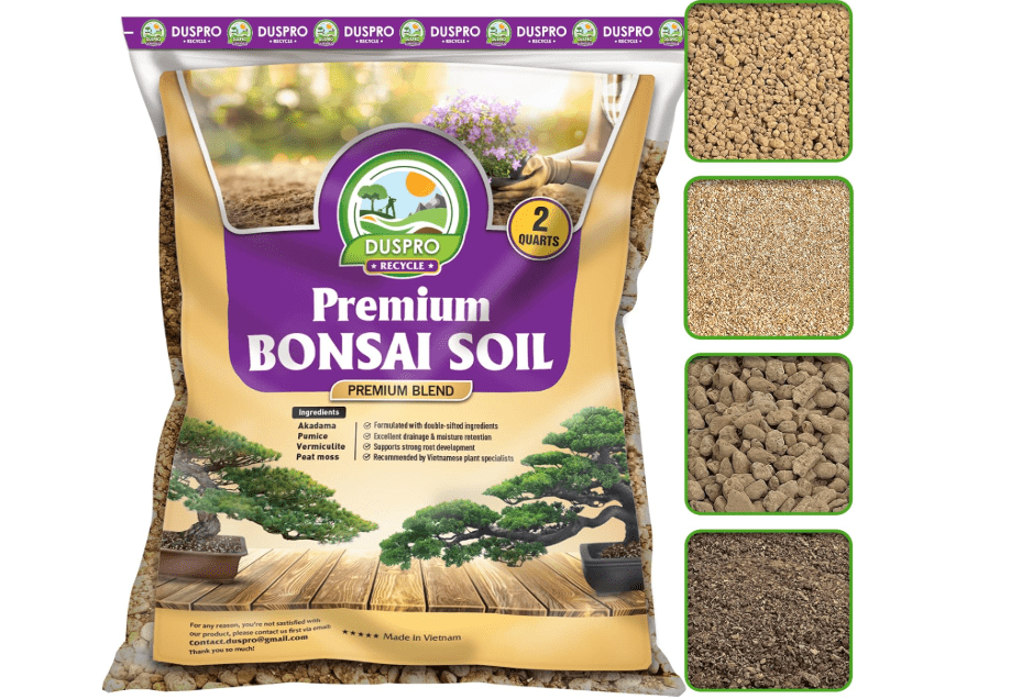 
DUSPRO Recycle Premium Bonsai Soil Mix Ready to Use Pre-Mixed 5in1 with Akadama, Pumice, Vermiculite, and Peat Moss Professional Bonsai Potting